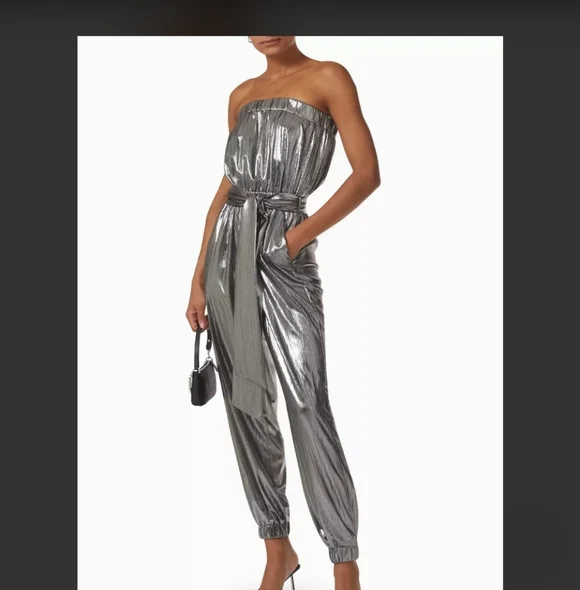 ELLIATT MAYAH STRAPPLES SHIMMER JUMPSUIT SIDE POCKETS RETRO-INSPIRED SIZE SMALL - Picture 2 of 16
